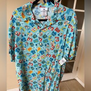 NWT Disney Parks 65th Anniversary Short Sleeve Button Down Shirt, medium